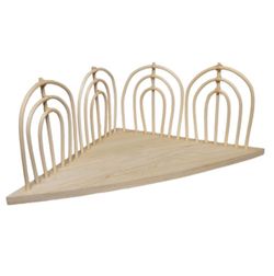 BOHO COASTAL CHIC SCALLOPED RATTAN WOOD CORNER SHELF SET