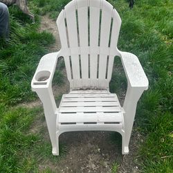 6 Adirondack Patio Chairs Putty Plastic with Cup & Phone Holder