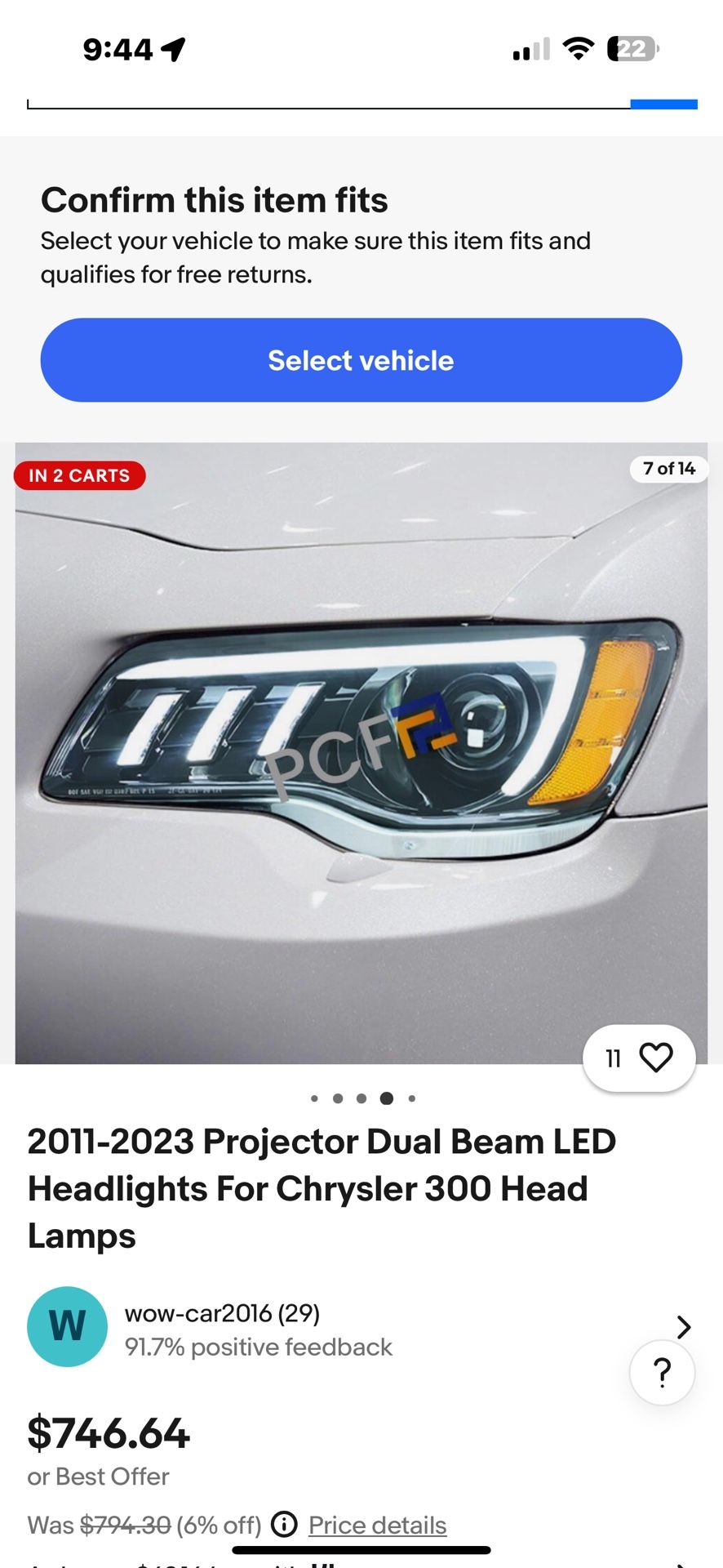 Pair 2011-2023 Chrysler 300 HID / LED RGB Multicolor Headlights