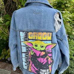 Women’s Distressed “Star Wars” Jean Jacket 2X