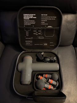 Sharper Image Deep Tissue Percussion Massage Gun – NEW/Unused – 6 Attachments