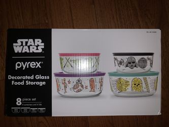 Star Wars Pyrex 8 Piece Glass Food Storage with Lids Set New