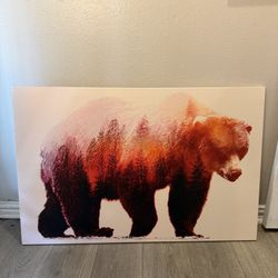 Large Majestic Wilderness Bear Canvas Art (40” x 27”)