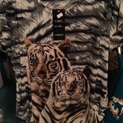 Tiger/Sequins silk shirt
