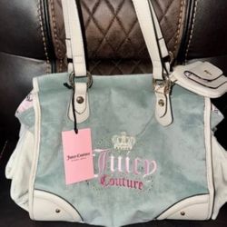 NWT Exclusive Juicy Couture Velour Sage Crystal Dreamy Juicy Tote