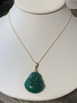 Gargantilla Con Buda De Jade En Oro 14k
