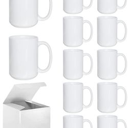 ABBSH Sublimation Coffee Mugs, Sublimation Mugs 15 Oz White Coffee Mugs Tazas Para Sublimacion Sublimation Cups With Box For Coffee, Soup, Tea, Milk, 