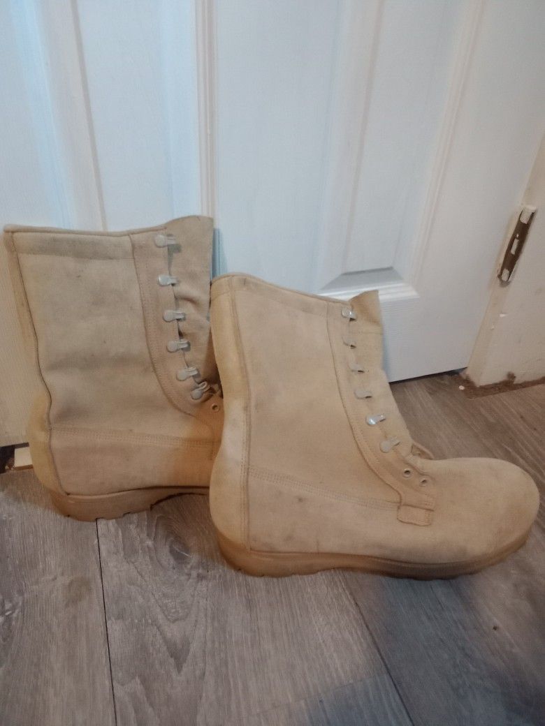 Tan Military Issued Combat Boots 