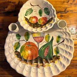 CENTRO DE MESA ANTIGUO DE PORCELANA CON CANDELABROS