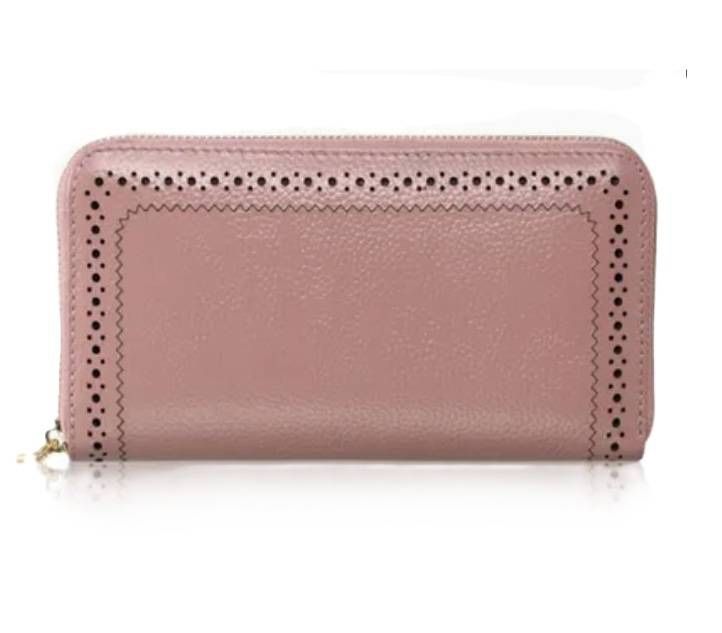 BNJWJZS Fashion and Genuine Leather Zipper Wallet with Large Capacity, Pink