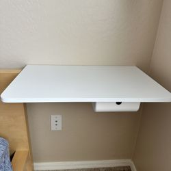 White Floating Desk Shelf Folding Wall Mounted 