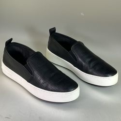 Michael Kors Women's Keaton black leather white sole Slip-On Sneakers Size 7 M