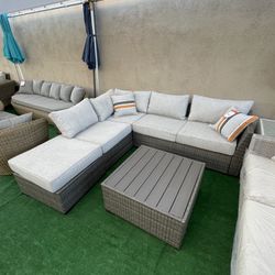 Cherry Point Gray 4pc Outdoor Sectional Set w/ Coffee Table