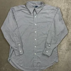 Polo RL Andrew Houdstooth Black & White Pattern Button-Up Shirt Men's Sz L 16.5