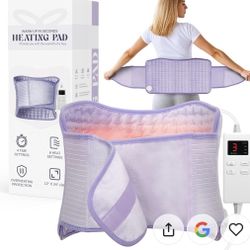 Heating Pad for Period Cramps, Back Pain Relief, Large 12 x 24 Heatpad w/ 26” belt, Adjustable Heat