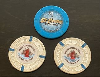 3 $1 casino chips: Resorts International Atlantic City & El Cortez