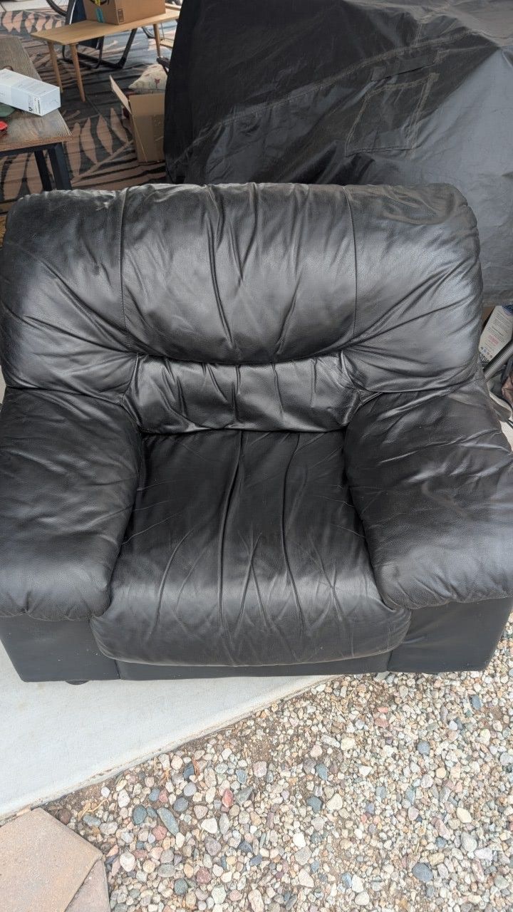 Oversized Black Leather Chair