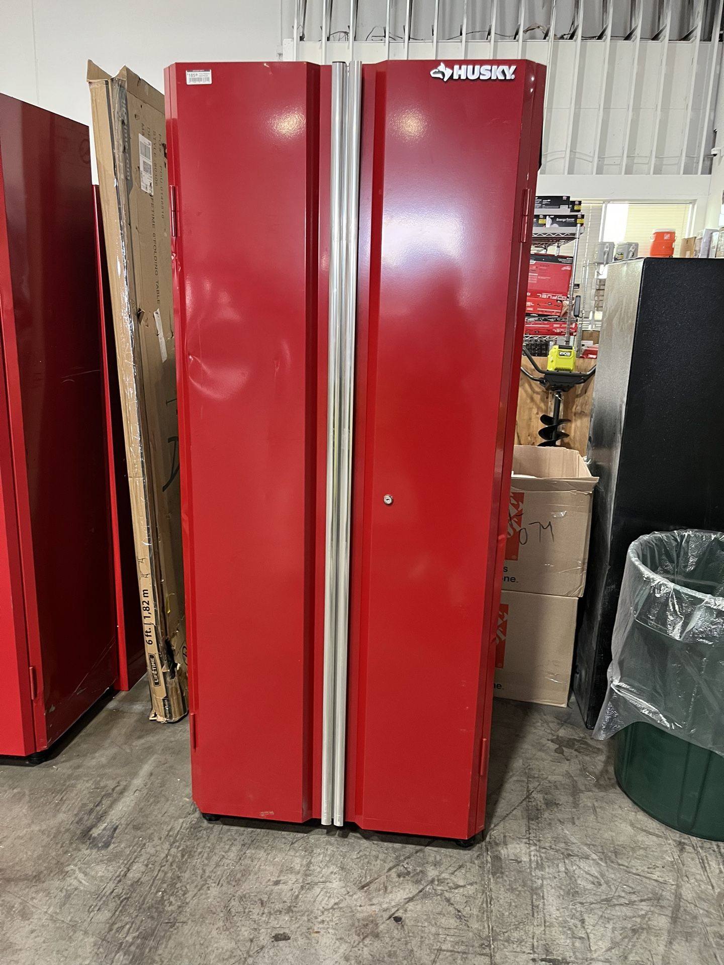 Husky Ready-to-Assemble 24-Gauge Steel Freestanding Garage Cabinet in Red (30 in. W x 72 in. H x 18 in. D)