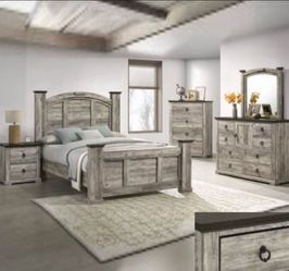 4- Pc Bedroom set Dresser,Mirror  Nightstand (1) Queen size bed frame  Not including Mattress and Box Sp
