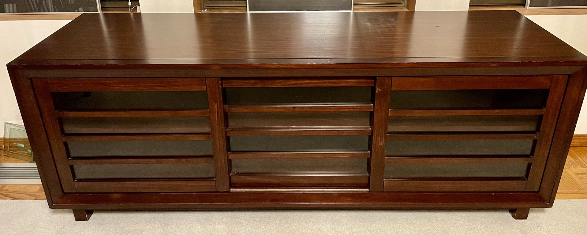 Crate and Barrel Brown Wood Media Console - Good Condition