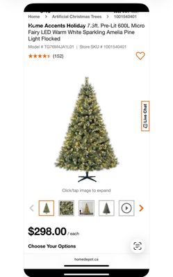 HOME ACCENTS Holiday TM 7.5tt Sparkling Amelia X Pine LED Pre-Lit Tree