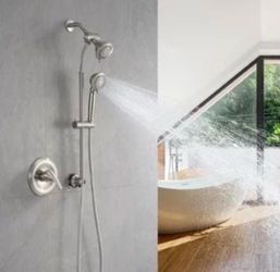 Glacier Bay 6-Spray Wall Bar Raincan Showerhead with 6-Spray Handshower in Brushed Nickel
