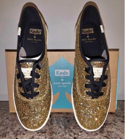 kate spade gold glitter keds shoe
