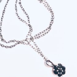 Genuine Blue Sapphire Flower Pendant (with Sterling Silver chain pictured) in Gift Box 