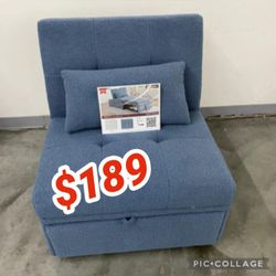 Blue Convertible Sleeper Sofa With Pull Out Bed  32" x 44" x 34"H