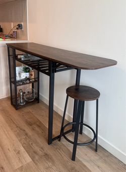 Great side console/ liquor cabinet with a chair for only $50