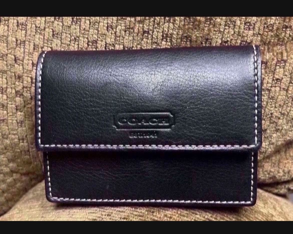Womens Black Coach Leather Wallet For Purse Clutch Christmas