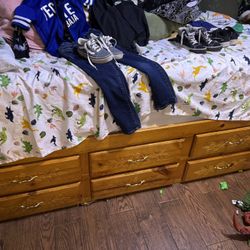 Twin Bed With Storage - Wood