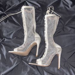 White Diamond Heels Size 6