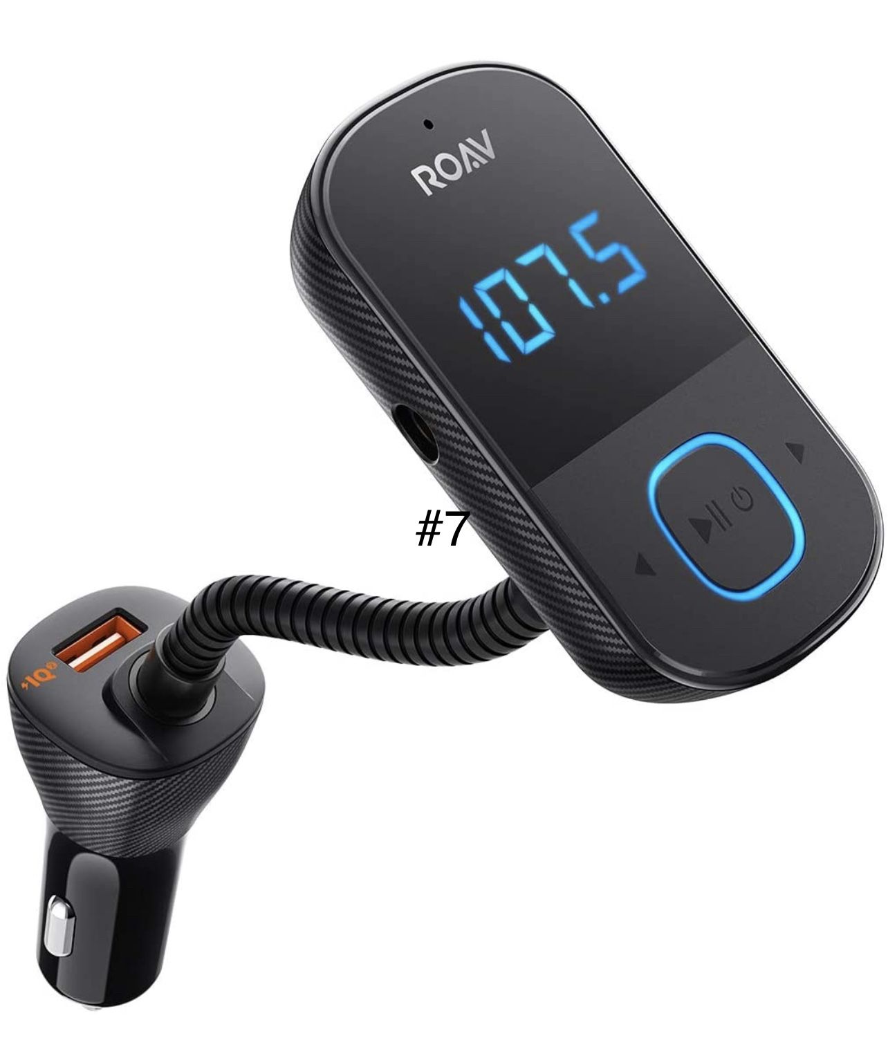 Anker Roav SmartCharge F3 Wireless Bluetooth 4.2 FM Transmitter for Car, Audio Adapter and Reciever Car Kit, 1.44 Inch Display, Dedicated App, Quick C