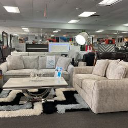 (Furniture Assembly) Modern Sofa & Loveseat set available in gray and beige 40% OFF