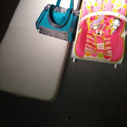 Baby Stuff Take All For $25, Rocking Chair, Diaper bag,  Mattress, High Chair