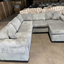 Sectional Sofa Gray Or White With Ottoman 
