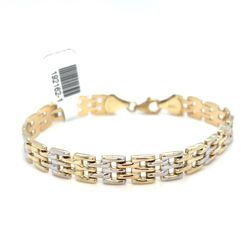 10Kt Two Tone Gold 7.5” Weave Style Bracelet 7.8g 192162