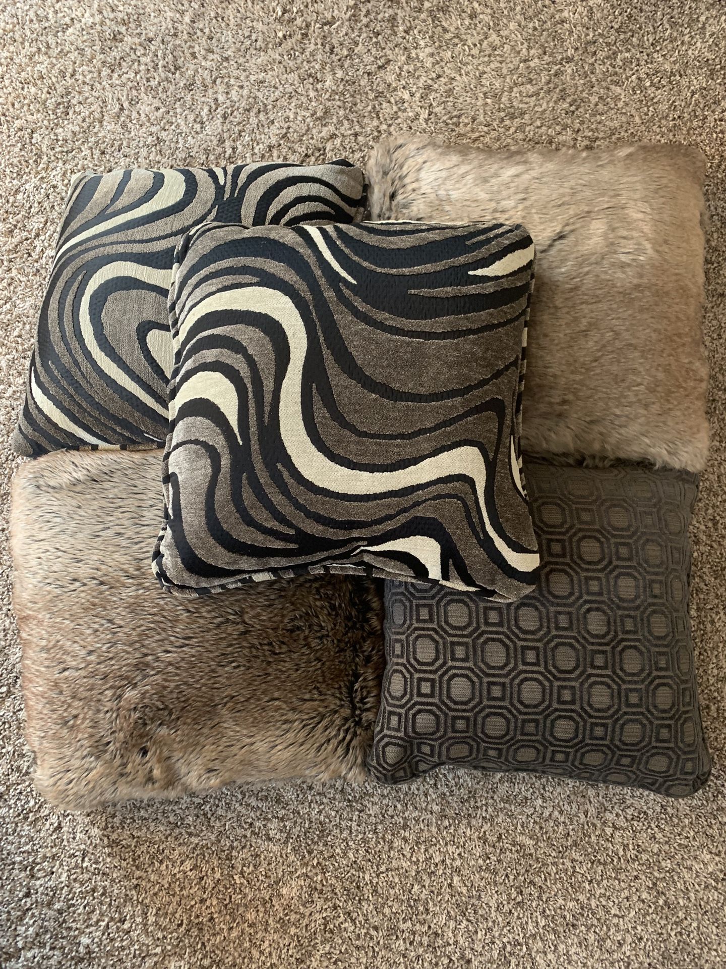 Set Of 5 Brown Throw Pillows