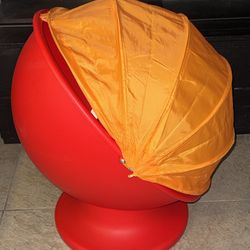Ikea PS Lomsk Swivel Red & Orange Egg Pod Armchair 