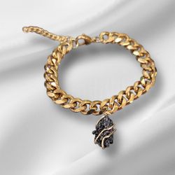 Cuban Linked Chain With Wire Wrapped Healing Stone