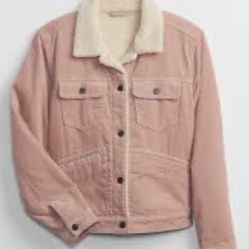 GAP XS Vintage Sherpa-Lined Corduroy Icon Jacket women’s rose beige pink denim