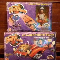 The Flintstones Movie Le Sabre Tooth 5000 & Crash Test Barney Boxed and Complete 1993 Mattel 