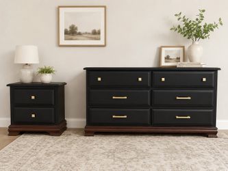 Black And Wood Color Bedroom Set