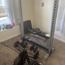 Bench Set With 285 LB Of Weights.