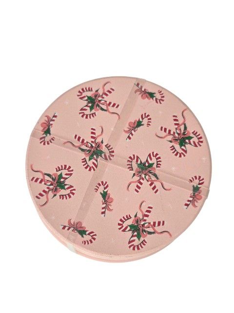 Pink Peppermint Candy Cane Ribbon Ceramic Christmas Coasters Set