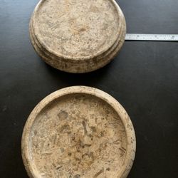 Mottled Tan/Cream 6 Piece Marble Set, Nice!