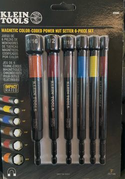 **NEW** Klein Tools 6pc 5” Magnetic color coded power nut setters