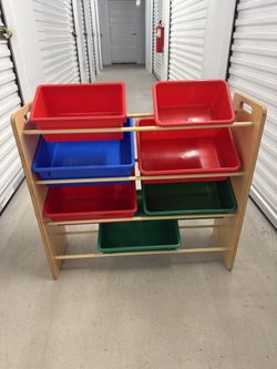 Rack with Storage Bins