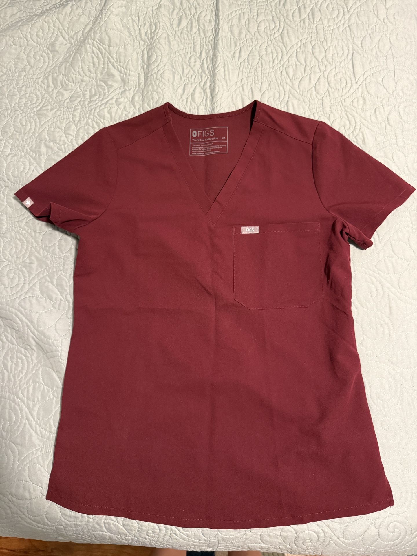 Figs Burgundy Scrubs Set XS Womens